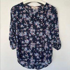 Pink Republic Blue and Pink Floral Blouse Small